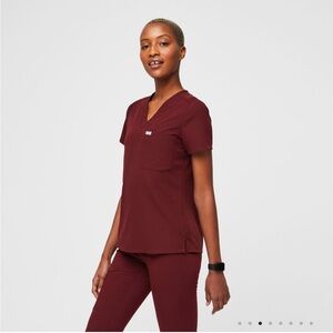 Figs Catarina scrub top / burgundy, x-large